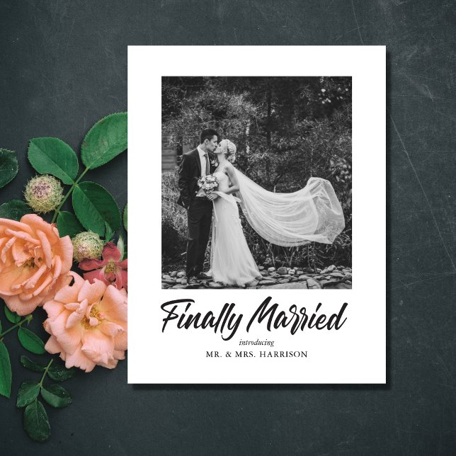 Endlich Verheiratetes Hochzeitsfest Foto Ankündigungspostkarte (Von Creator hochgeladen)