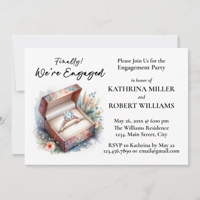 Endlich! Wir sind Verlobte, elegante Engagement-Pa Einladung (Vorderseite)