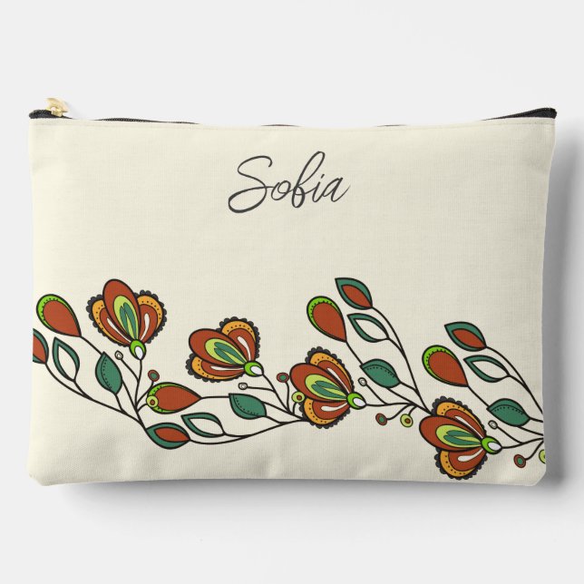 Endlos rosa Blumenmuster Elegant Custom Zubehörtasche (Vorderseite)
