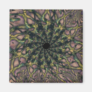 Endlos   Rosa und gelbes Fraktal Art Magnet