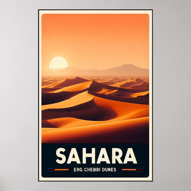 Endlose Dünen von Erg Chebbi, Marokko Poster (Vorne)