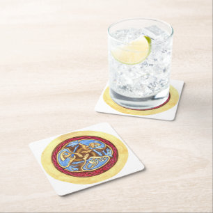 Endlose Knoten bei Tieren Rechteckiger Pappuntersetzer