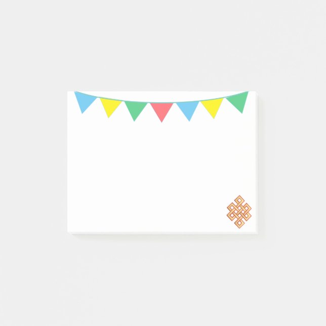Endlose Knoten und mehrfarbige Flaggen Post-it Klebezettel (Vorderseite)