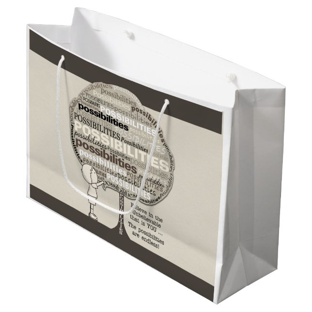 Endlose Möglichkeiten Große Geschenktüte (Vorderseite Schrägansicht)