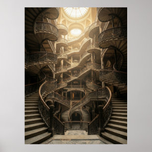 Endlose Treppe Große Architektur Poster