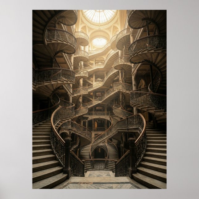 Endlose Treppe Große Architektur Poster (Vorne)