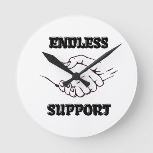 Endlose Unterstützung - Handshake-Symbol von Unity Runde Wanduhr