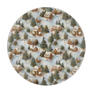 Endlose Weihnachts-Gingerbrot-Dorf Schneidebrett