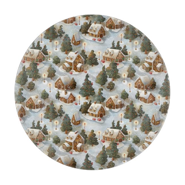 Endlose Weihnachts-Gingerbrot-Dorf Schneidebrett (Vorderseite)