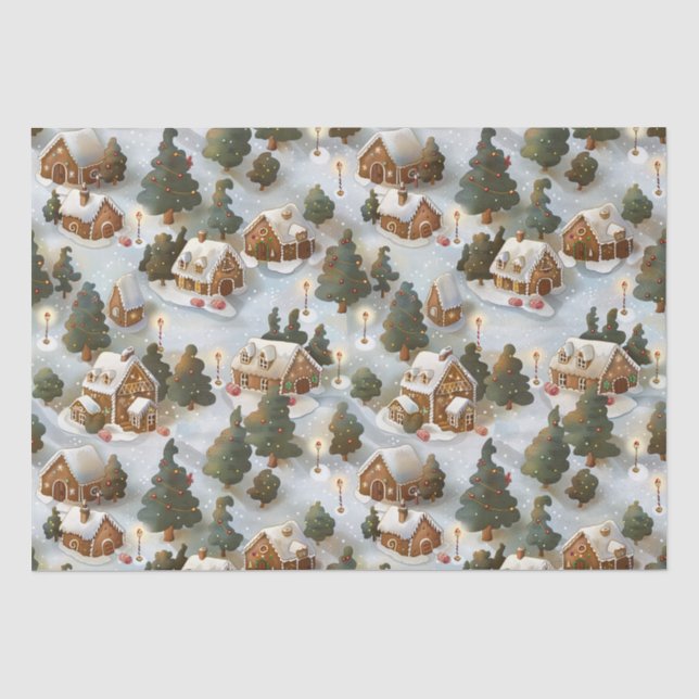 Endlose Weihnachts-Gingerbrot-Dorf Seidenpapier (Vorderseite)