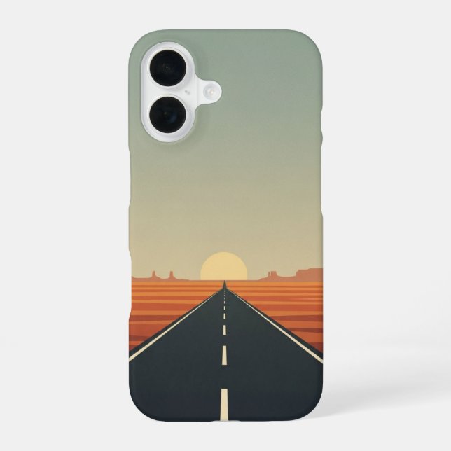 Endlose Wüstenstraße iPhone 16 Hülle (Rückseite)