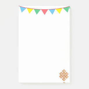 Endloser Knoten & mehrfarbige Flaggen Post-it Klebezettel