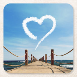 Endloser Pfad Herzförmige Cloud Rechteckiger Pappuntersetzer