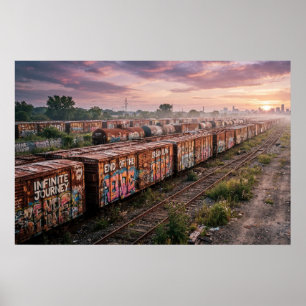 Endloser Reise Urban Ruins Graffiti Zug   Poster