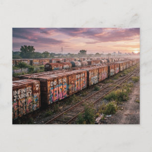 Endloser Reise Urban Ruins Graffiti Zug Postkarte