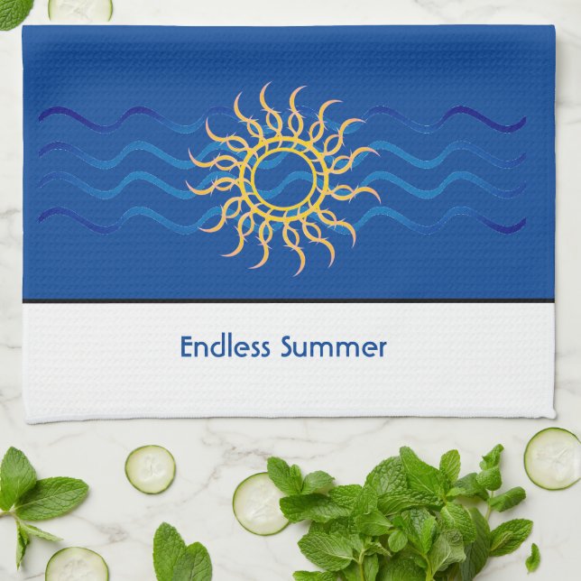 Endloser Sommer | Coastal Sun & Waves Küchentuch (Gefaltet)