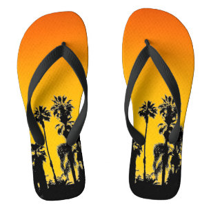 Endloser Sommer Palmen Sonnenuntergang Orange Gelb Flip Flops