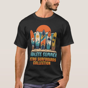 Endloser Sommer Retro-Surfboards Strand T-Shirt