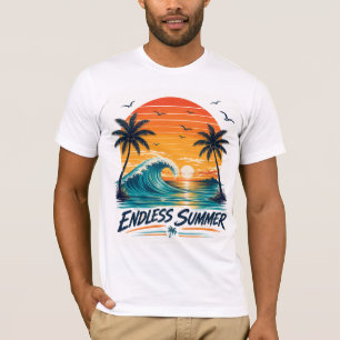 Endloser Sommer Retro-Tropischer Sonnenuntergang T-Shirt