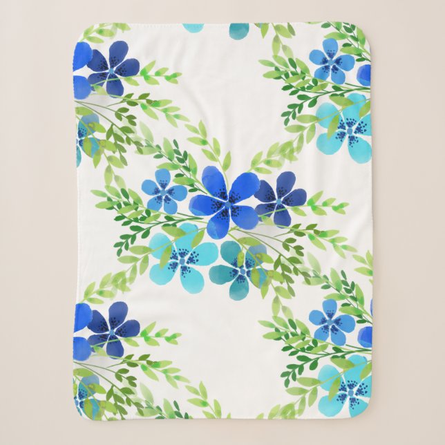 Endloses Blau Vergiss mich nicht Blume Sherpadecke (Vorderseite)