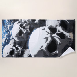 Endloses Schädel Feld Dunkle Illustration Strandtuch