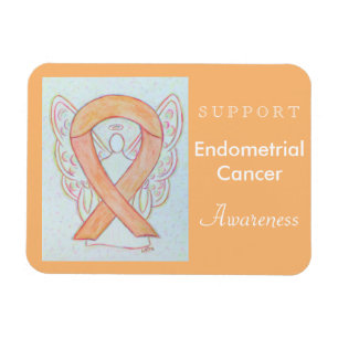 Endometrial Cancer Awareness Ribbon Angel Magnete