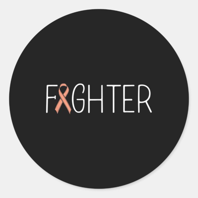 Endometrial Cancer Fighter Peach Uterine Cancer Aw Runder Aufkleber (Vorderseite)