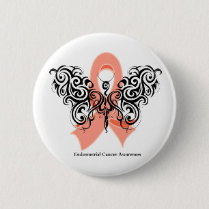 Endometrial Krebs-Stammes- Schmetterlings-Band Button