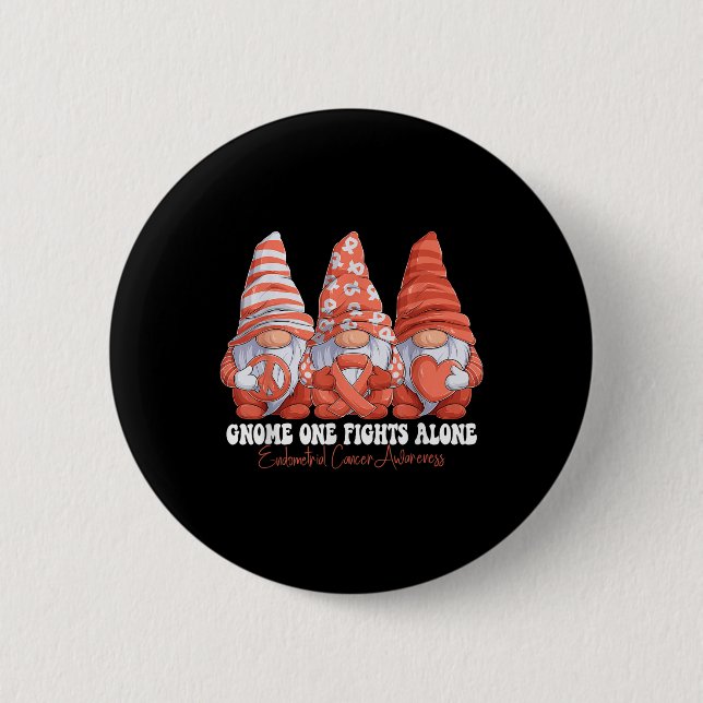 Endometrialer Krebs Aufklärungsmonat Peach Ribbon  Button (Vorderseite)