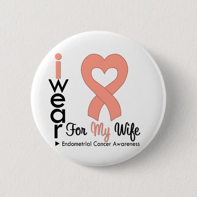Endometrialer Krebs Herz-Kreislauf-EHEFRAU Button (Vorderseite)
