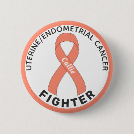 Endometrialer Krebs im Uterus Kämpfer Ribbon weiß Button