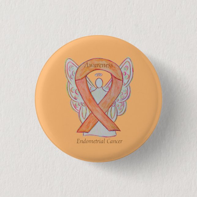 Endometrialer Krebs Peach Awareness Ribbon Buttone Button (Vorderseite)