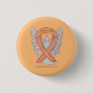 Endometrialer Krebs Peach Awareness Ribbon Buttone Button