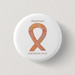 Endometrialer Krebs Peach Awareness Ribbon Buttone Button