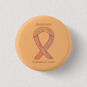 Endometrialer Krebs Peach Awareness Ribbon Buttone Button
