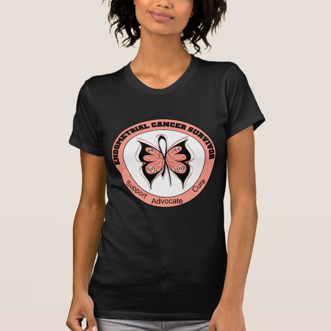 Endometrialer Krebs Überlebender Schmetterling T-Shirt (Vorderseite)