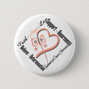 Endometrier Cancer Faith Hope Liebe Butterfly Button