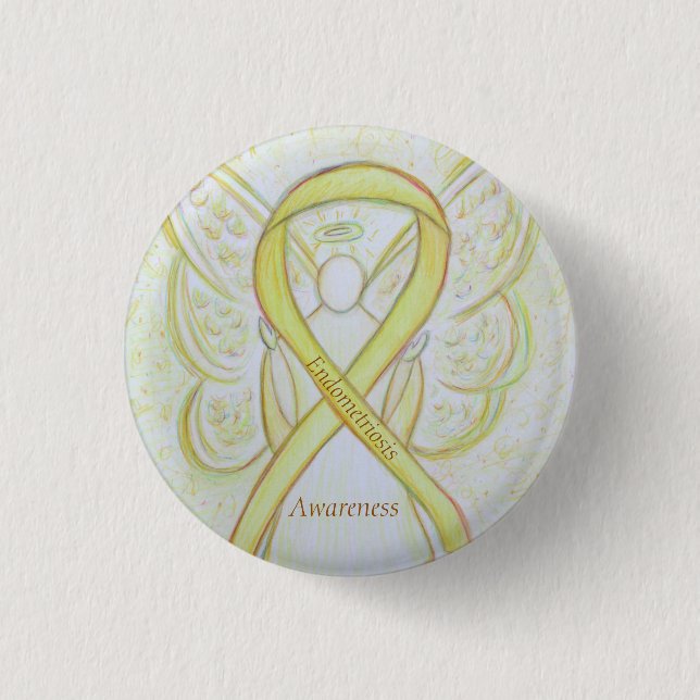 Endometriose Awareness Ribbon Custom Angel Button (Vorderseite)