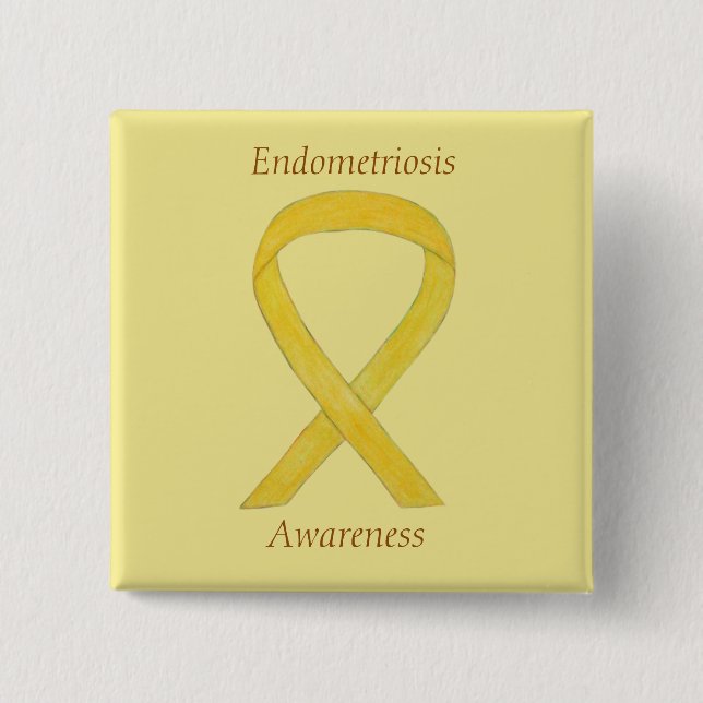 Endometriose Awareness Ribbon Custom Button (Vorderseite)