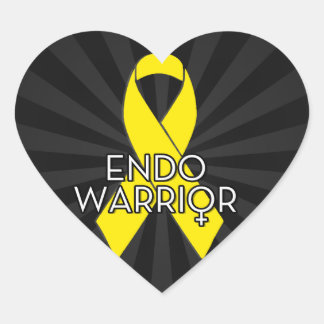 Endometriose-Bewusstsein Gelbe Schleife Herz-Aufkleber