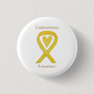 Endometriose Bewusstsein Herz Ribbon Custom Button