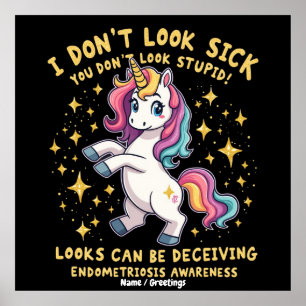 Endometriose-Bewusstsein Starker Einhorn-Krieger  Poster