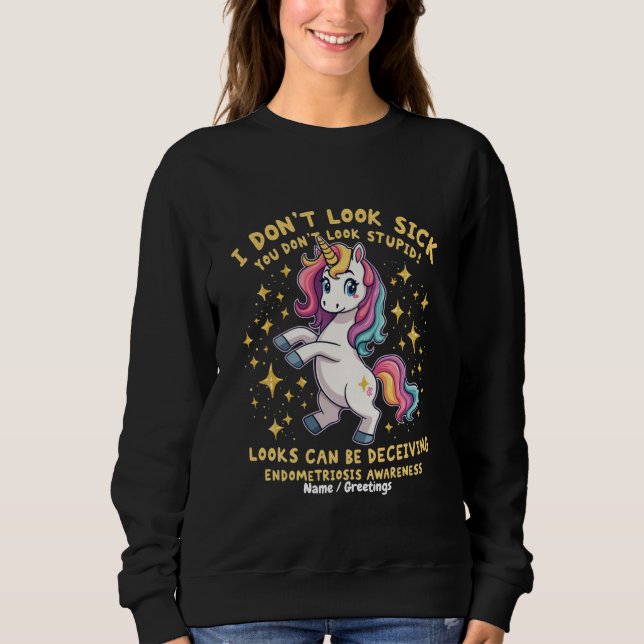 Endometriose-Bewusstsein Starker Einhorn-Krieger  Sweatshirt (Vorderseite)
