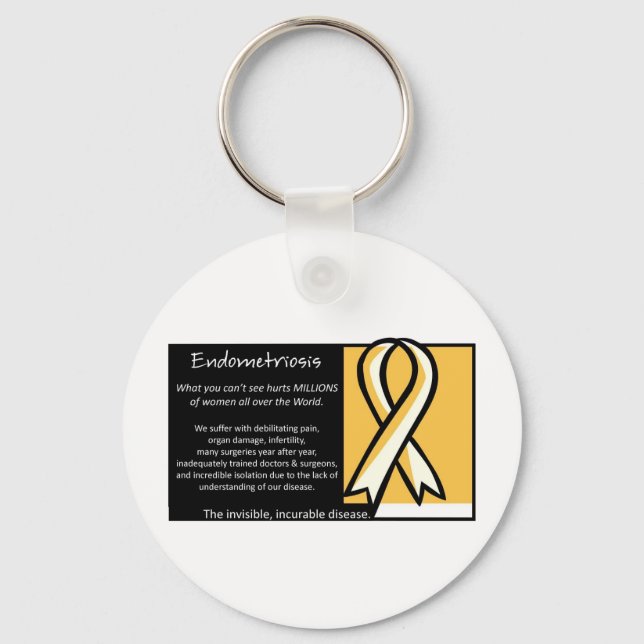 Endometriose - Gelbe Schleife Schlüsselanhänger (Vorderseite)