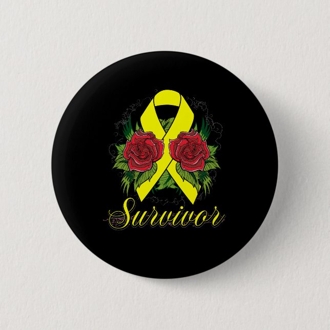 Endometriose Survivor Rose Grunge Tattoo Button (Vorderseite)