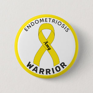 Endometriose Warrior Ribbon weiße Taste Button