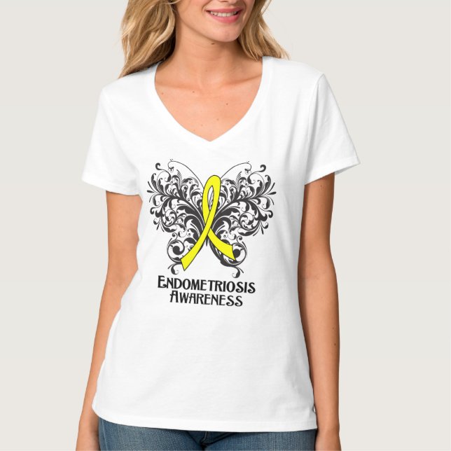 Endometriosis-Bewusstseins-Schmetterling T-Shirt (Vorderseite)