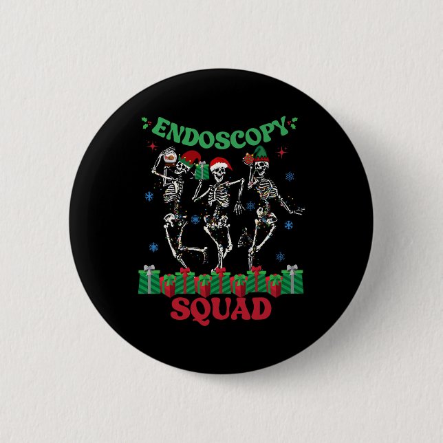 Endoscopy Nurse Squad Christmas Skeleton Dancing G Button (Vorderseite)