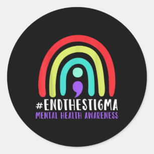 #endthestigma - Mental Health Awareness Semicolon Runder Aufkleber