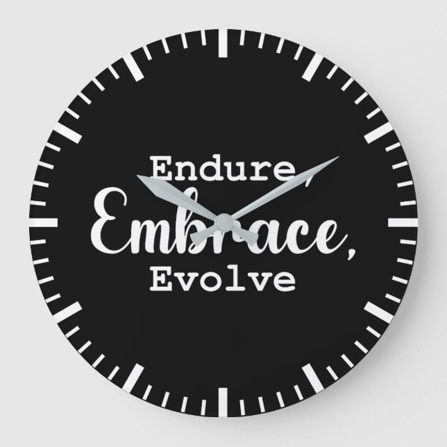 Endure, Embrace, Evolve - Gym, Hustle, Erfolg Große Wanduhr (Vorderseite)